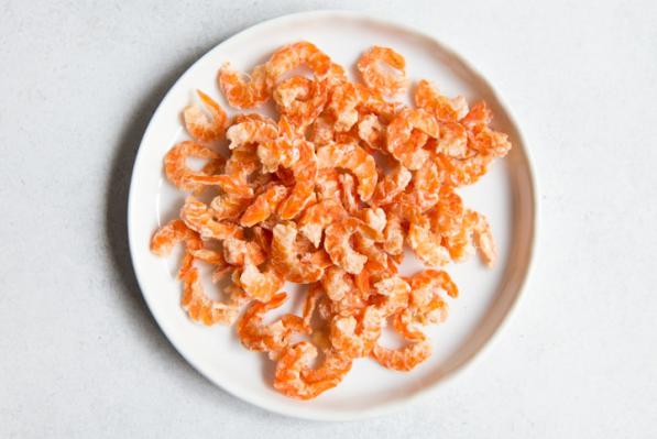 Eating Dried Shrimp as a Simple Snack